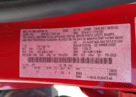 2014 Ford Fiesta Se из США, поврежденный, VIN 3FADP4BJ9EM133120